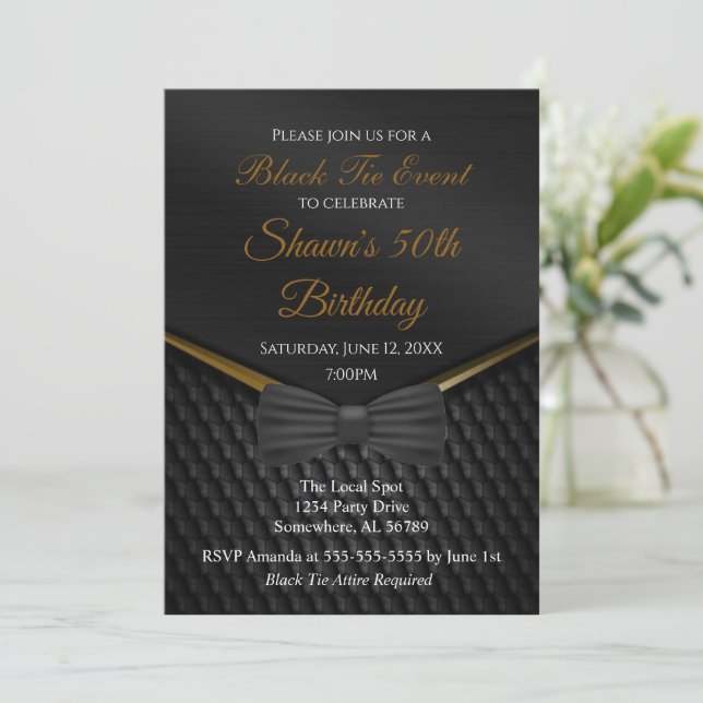 Invitation Black and Gold Black Cravate 50e anniversaire (Debout devant)