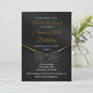 Invitation Black and Gold Black Cravate 50e anniversaire