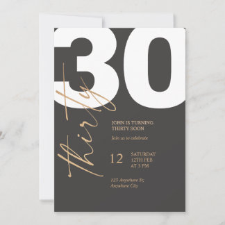 Invitation Black and Gold Elegant 30th Birthday