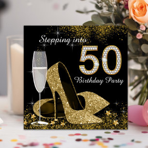 Invitation Black and Gold entrent dans la fête d'anniversaire
