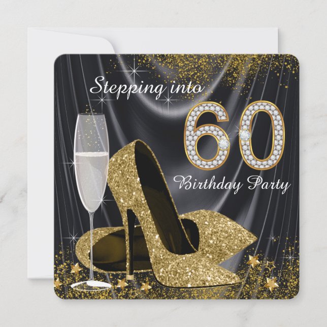 Invitation Black and Gold entrent en 60 Anniversaire (Devant)