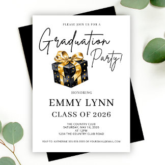 Invitation Black and Gold Gift Class of 2026 Graduation Party