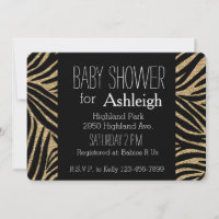 Black and Gold Glitter Zebra Print baby shower