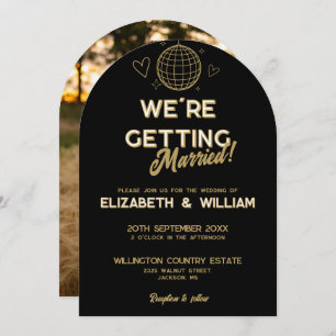 Invitation Black And Gold Retro Disco Mariage Super Photo