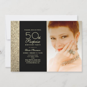 Invitation Black and Gold Surprise 50e anniversaire