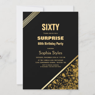 Invitation Black and Gold Surprise 60e anniversaire