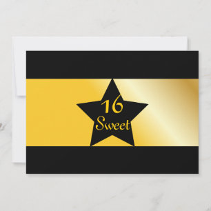 Invitation Black And Gold Sweet Sixteen Invitation-Customize