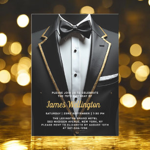 Invitation Black and Gold Tuxedo Birthday Event