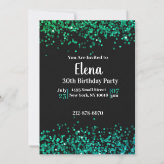 Invitation Black and Green Elegant Anniversaire de fête Invit