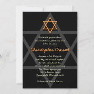 Invitation Black and Orange Bar Mitzvah