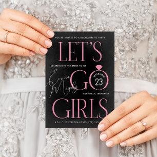 Invitation Black and Pink Lets Go Girls Bachelorette Party