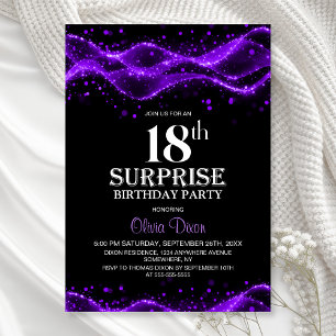 Invitation Black and Purple Surprise 18ème anniversaire