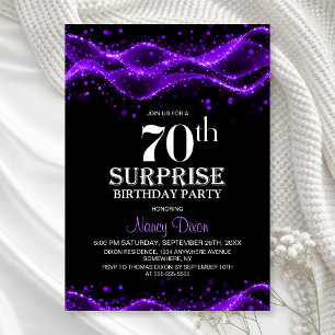 Invitation Black and Purple Surprise 70e anniversaire