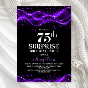 Invitation Black and Purple Surprise 75e anniversaire