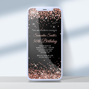 Invitation Black and Rose Gold Parties scintillant 50e annive