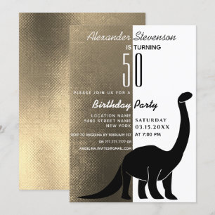Invitation Black and White Dinosaur 50e anniversaire