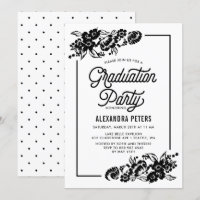 Black and White Floral Graduation Party