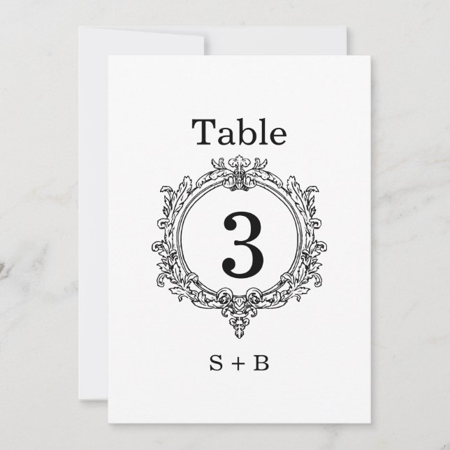 Invitation black and white foliage Crest wedding (Devant)