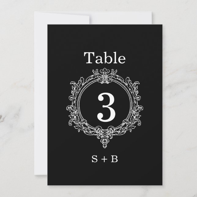Invitation black and white foliage Crest wedding (Devant)