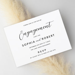 Invitation Black and White Fun Décontracté Engagement Party