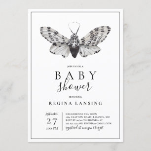 Invitation Black and White Love You Moth Baby shower