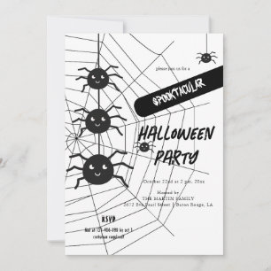 Invitation Black And White Spider Web Halloween Party