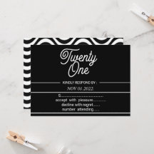 Black and Withe Modern 21st Birthday Party