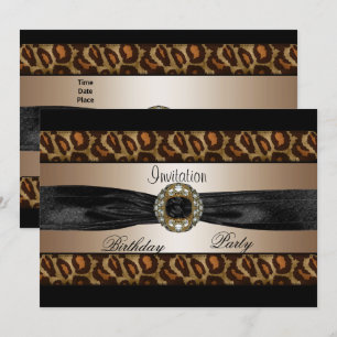 Invitation Black Beige Gold Animal Bow 2