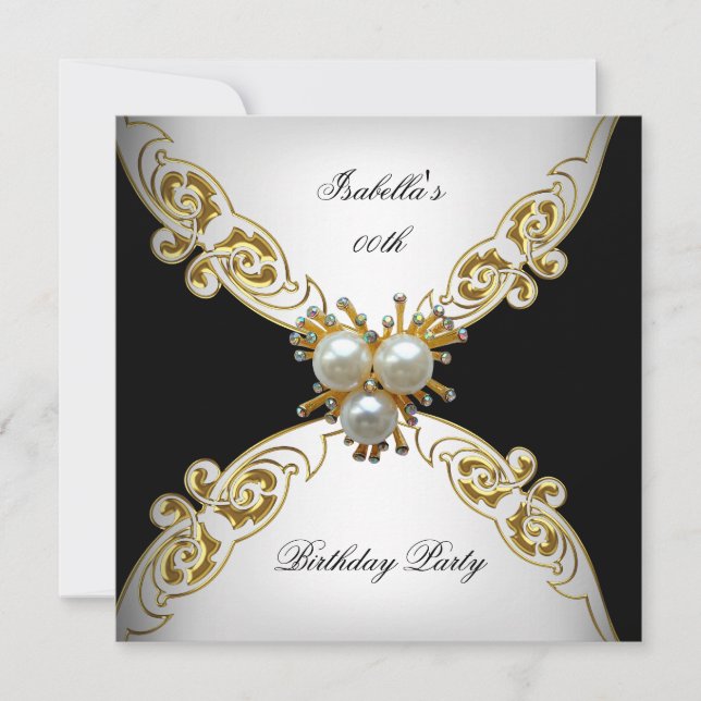 Invitation Black Black Black Pearl fête d'anniversaire (Devant)