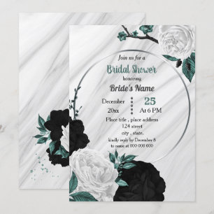 Invitation Black blanc turquoise bleu géométrique douche nupt
