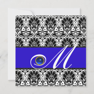 Invitation BLACK BLEU BLEU DAMASK MONOGRAM Sapphire
