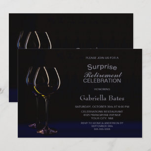 Invitation Black Blue Surprise Retraite Vin Glass Party