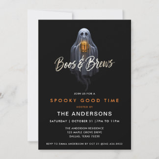 Invitation Black Boos & Brews Fantôme Halloween