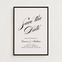 Black Border Ivory Modern Save the Date