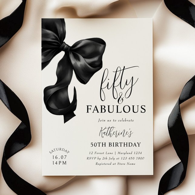 Invitation Black Bow 50e anniversaire (Créateur téléchargé)