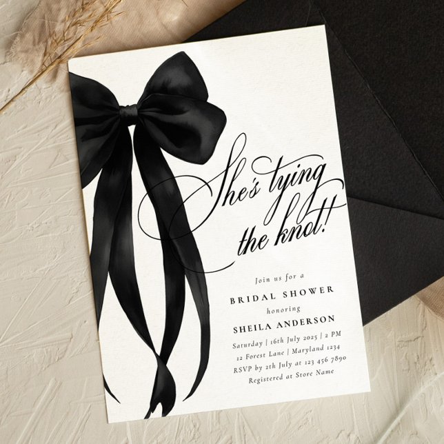 Invitation Black Bow Elle Attache La Fête des mariées de noeu (Créateur téléchargé)