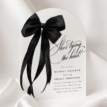 Black Bow Elle Tie The Knot Fête des mariées Invit