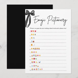 Invitation Black Bow Fête des mariées Emoji jeu de pictionary