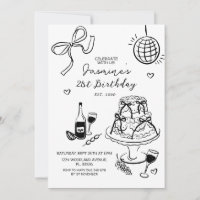 Black Bow Party Girls Night 21e anniversaire invit