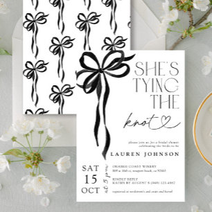 Invitation Black Bow She's Tying the Knot Fête des mariées