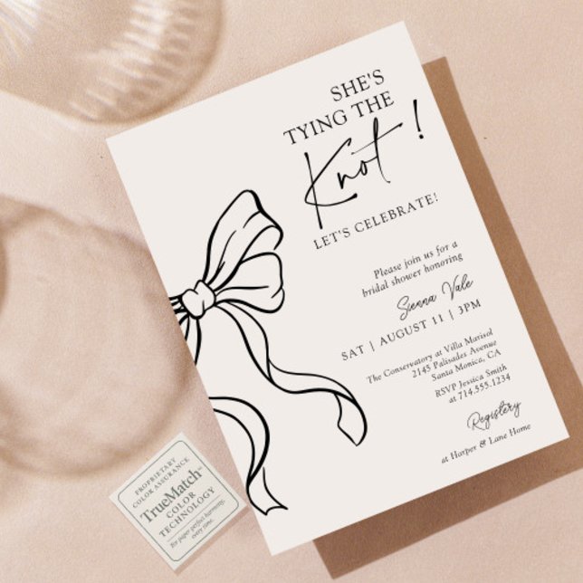 Invitation Black Bow She's Tying the Knot mignonne Fête des m (Créateur téléchargé)