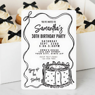 Invitation Black Bow Tying Up Her Twenties 30th Birthday