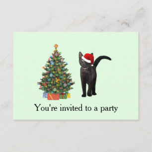 Invitation Black Cat Père Noël