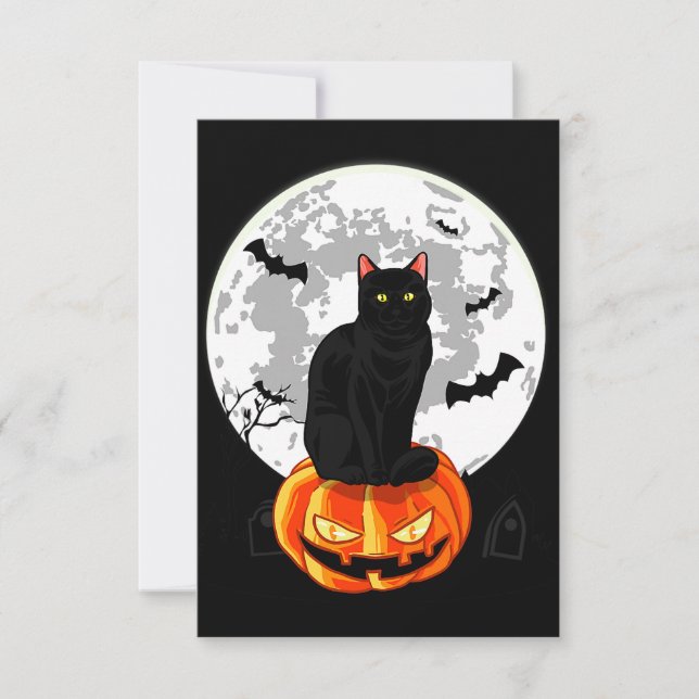 Invitation Black Cat Witchy Spellbook Éffrayant Halloween Mag (Devant)