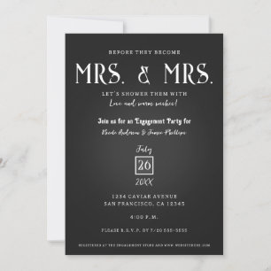 Invitation Black Caviar Classy Élégant Mrs Engagement Party