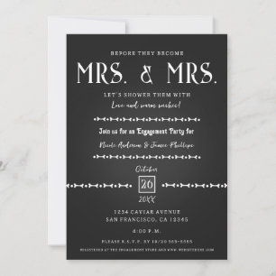 Invitation Black Caviar Elegant Gothic Engagement Party