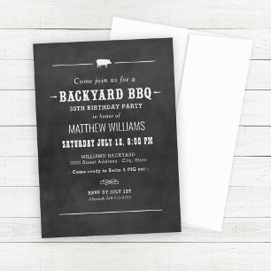 Invitation Black Chalkboard Jardin BBQ fête d'anniversaire
