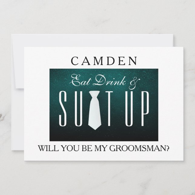 Invitation Black Chalkboard Suitup Serez-vous mon groom (Devant)