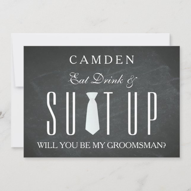 Invitation Black Chalkboard Suitup Serez-vous mon groom I (Devant)