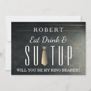 Invitation Black Chalkboard Suitup Serez-vous mon porte-bague